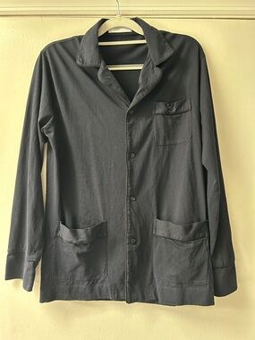 Women's Airelles Navy Pajama Top with Black Trim